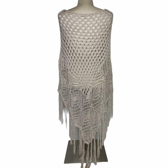 Handcrafted Knit Tassel Fringe Boho Sweater Poncho Boho Spell Gypsy Style Shawl - Picture 16 of 16